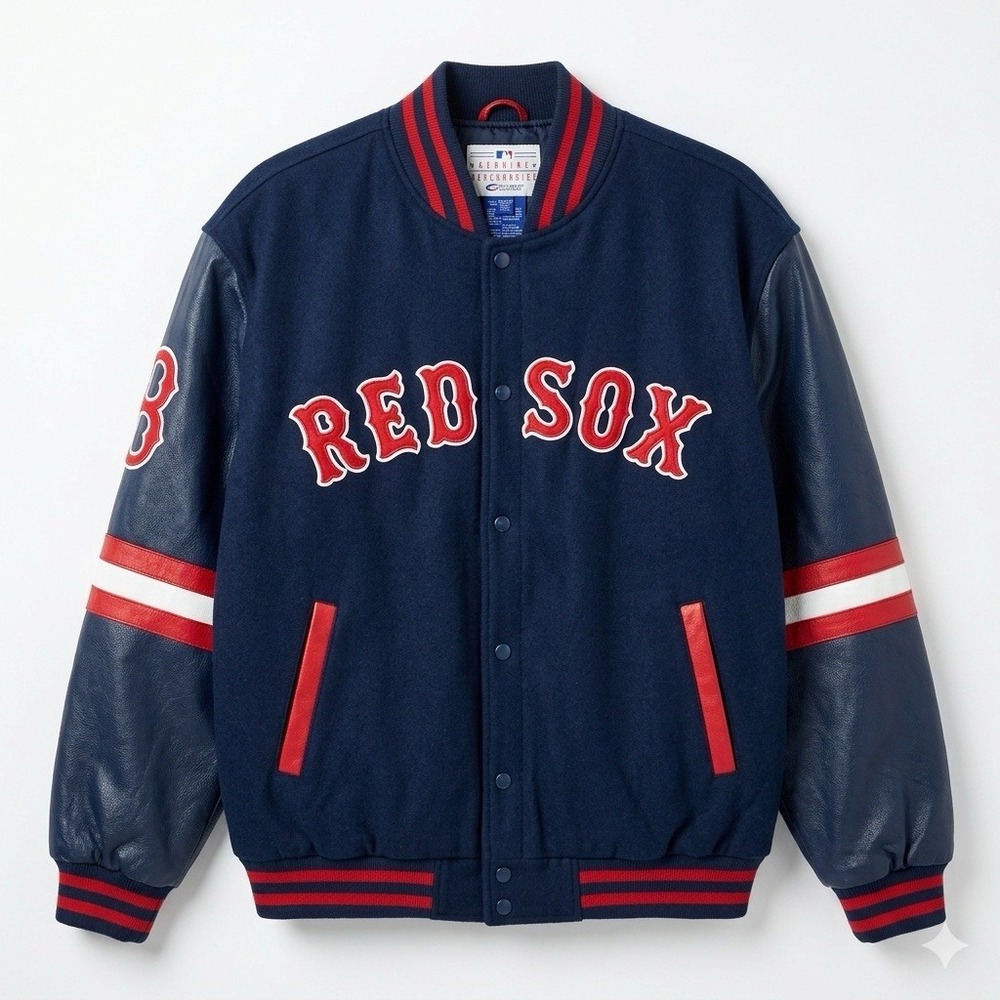 Boston Red Sox Reversible Leather Wool Varsity Jacket G-III Carl Banks Mens 2XL